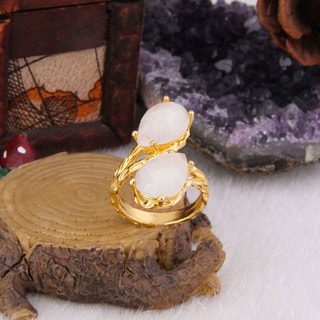 Bague - Laiton plaqué or & pierre de lune 