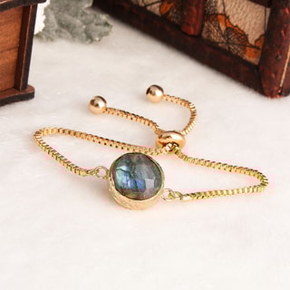 Bracelet - Laiton plaqué or & labradorite