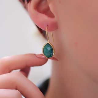 Boucles d'oreilles - Laiton plaqué or & agate