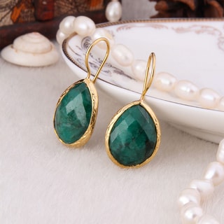 Boucles d'oreilles - Laiton plaqué or & agate