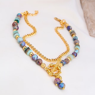 Bracelet de cheville - Laiton plaqué or & variscite