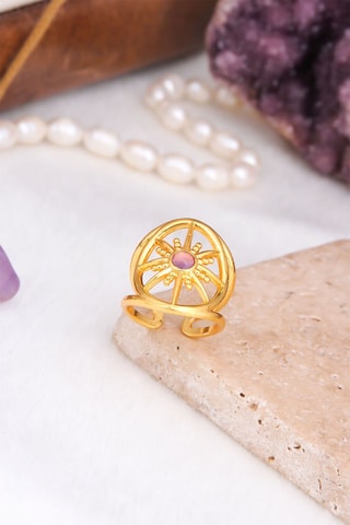 Bague - Plaqué or jaune et améthyste 