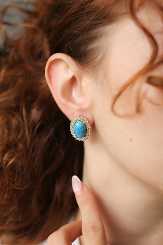 Boucles d’oreilles - Turquoises et zircons