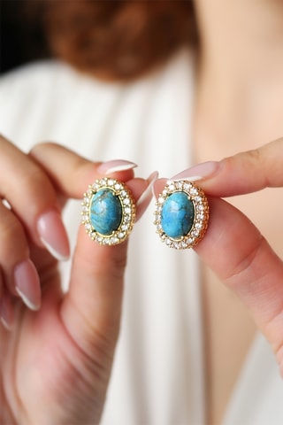 Boucles d’oreilles - Turquoises et zircons