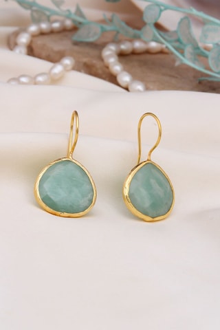 Boucles d'oreilles - Plaqué or jaune et amazonites