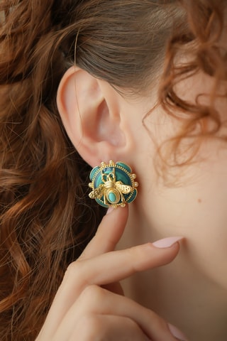 Puces - Turquoise et doré