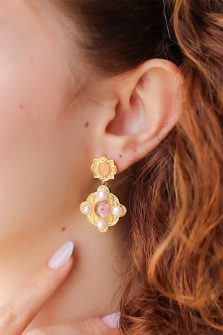 Boucles d'oreilles - Quartz et perles de culture