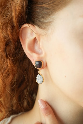 Boucles d'oreilles - Améthystes et dentrites