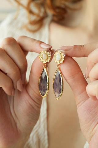 Boucles d'oreilles - Améthystes et quartz 