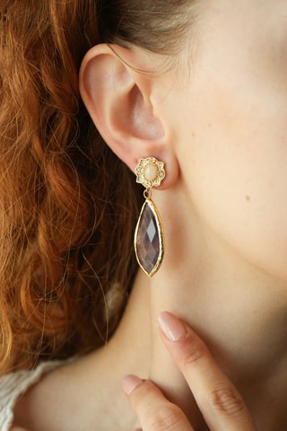 Boucles d'oreilles - Améthystes et quartz 