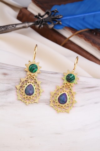 Boucles d'oreilles - Malachites et lapis-lazuli