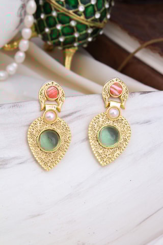 Boucles d'oreilles - Variscites et œils-de-chat 