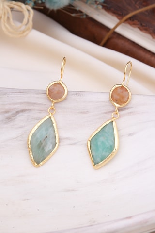 Boucles d'oreilles - Citrines et amazonites