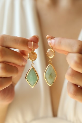 Boucles d'oreilles - Citrines et amazonites