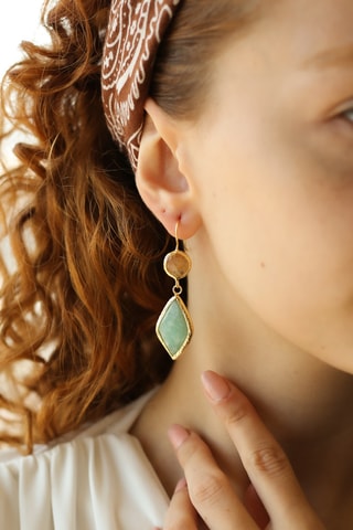 Boucles d'oreilles - Citrines et amazonites