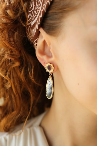 Boucles d'oreilles - Améthystes et dendrites