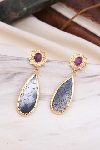 Boucles d'oreilles - Améthystes et dendrites