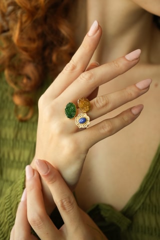 Bague - Lapis-lazuli et quartz