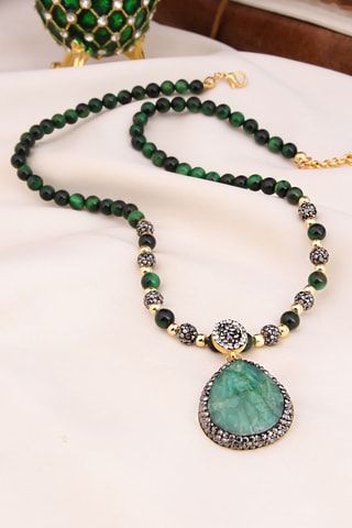 Collier - Amazonites, œil-de-tigre et hématites