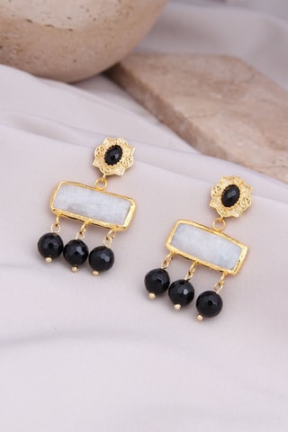 Boucles d’oreilles - Onyx et pierres de lune