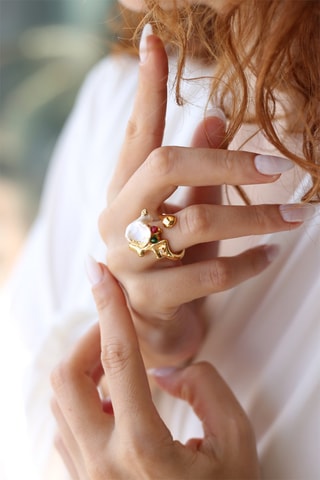 Bague - Perle de culture et zircons