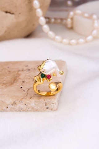 Bague - Perle de culture et zircons