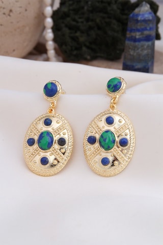 Boucles d’oreilles dorées à l'or fin jaune - Variscites