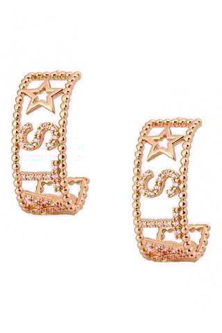 Demi-créoles dorées à l'or fin jaune - Zircons