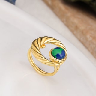 Bague ajustable - Laiton plaqué or & varasite