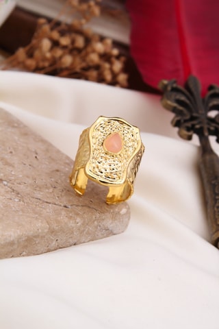 Bague - Plaqué or jaune et quartz rose