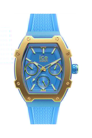 Silicone Quartz Horloge ICE Boliday - Blauw en goudkleurig