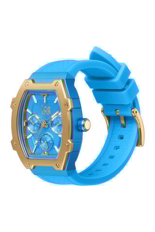 Silicone Quartz Horloge ICE Boliday - Blauw en goudkleurig