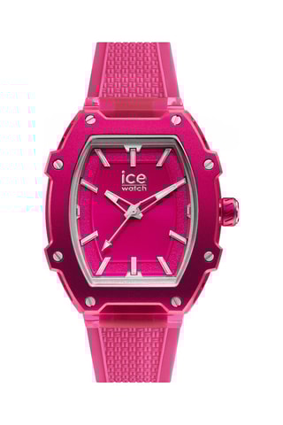 Silicone Quartz Horloge ICE Boliday - Roze en zilverkleurig