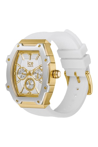 Silicone Quartz Horloge ICE Boliday - Wit en goudkleurig