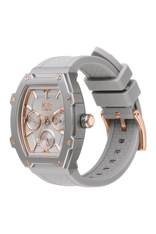 Silicone Quartz Horloge ICE Boliday - Grijs en Roségoudkleurig