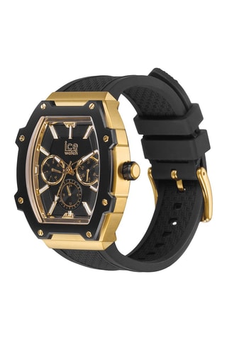 Silicone Quartz Horloge ICE Boliday - Zwart en goudkleurig
