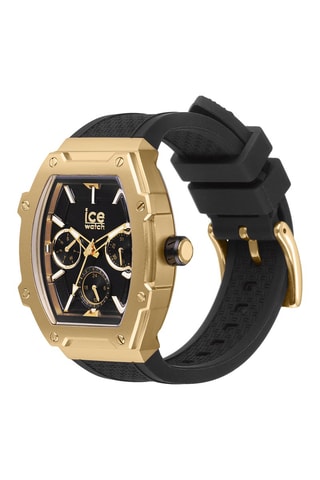 Silicone Quartz Horloge ICE Boliday - Zwart en goudkleurig