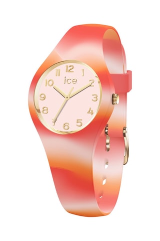 Silicone Quartz Horloge ICE Tie and Dye - Rood en Oranje
