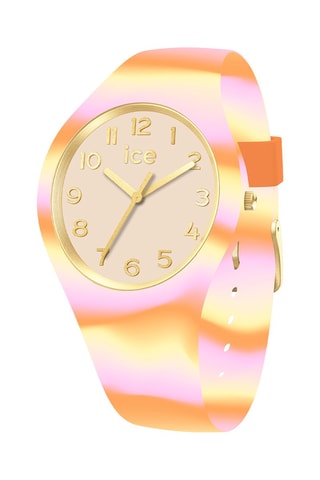 Silicone Quartz Horloge ICE Tie and Dye - Oranje en Geel