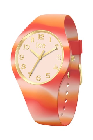 Silicone Quartz Horloge ICE Tie and Dye - Rood en Oranje