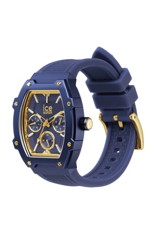Silicone Quartz Horloge ICE Boliday - Blauw en goudkleurig