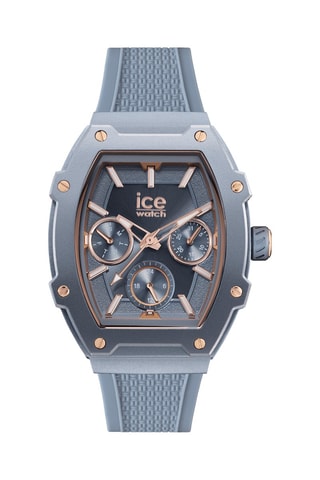 Silicone Quartz Horloge ICE Boliday - Blauw en Roségoudkleurig