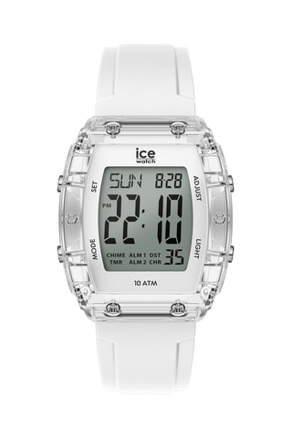 Digitaal Silicone Horloge ICE Digit - Stopwatch - Transparant en Wit