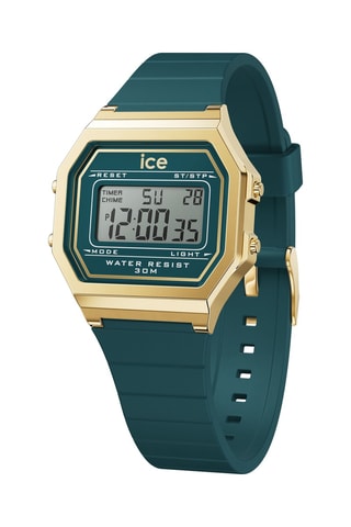 Digitaal Silicone Horloge ICE Digit Retro - Stopwatch - Groen en Goudkleurig