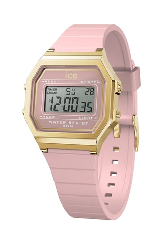 Digitaal Silicone Horloge ICE Digit Retro - Stopwatch - Roze en Goudkleurig