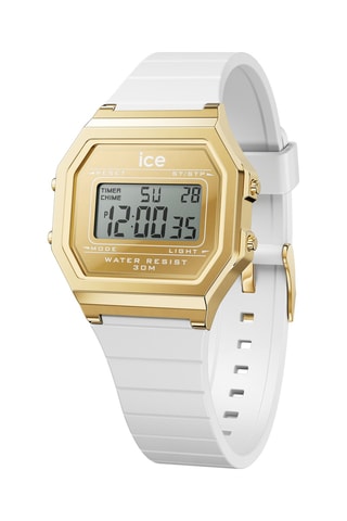 Digitaal Silicone Horloge ICE Digit Retro - Stopwatch - Wit en Goudkleurig