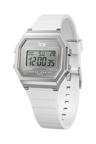 Digitaal Silicone Horloge ICE Digit Retro - Stopwatch - Wit en Zilverkleurig