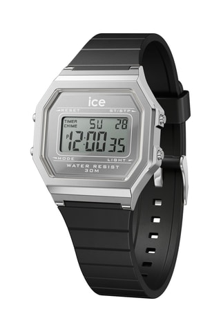 Digitaal Silicone Horloge ICE Digit Retro - Stopwatch - Zwart en Zilverkleurig