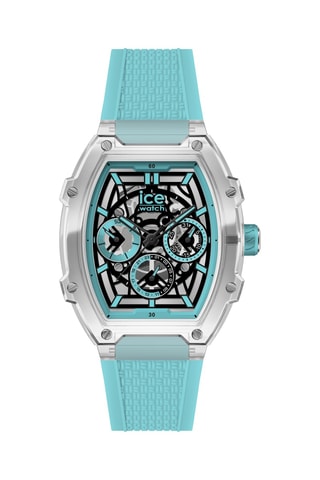 Silicone Quartz Horloge ICE Boliday - Chronograaf - Turquoise en Zilverkleurig