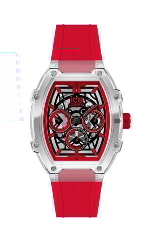 Silicone Quartz Horloge ICE Boliday - Chronograaf - Rood en Zilverkleurig